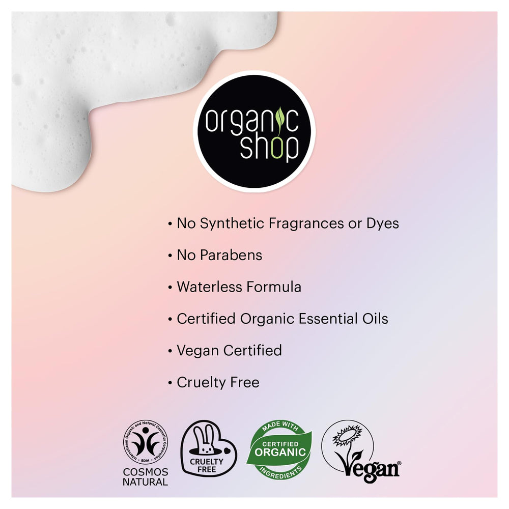 Organic Shop Cosmos Natural certification badge signals trusted purity