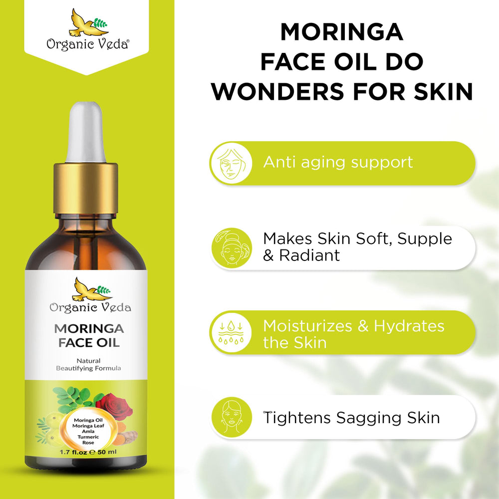 Organic Veda Moringa Face Oil ingredients rose and turmeric