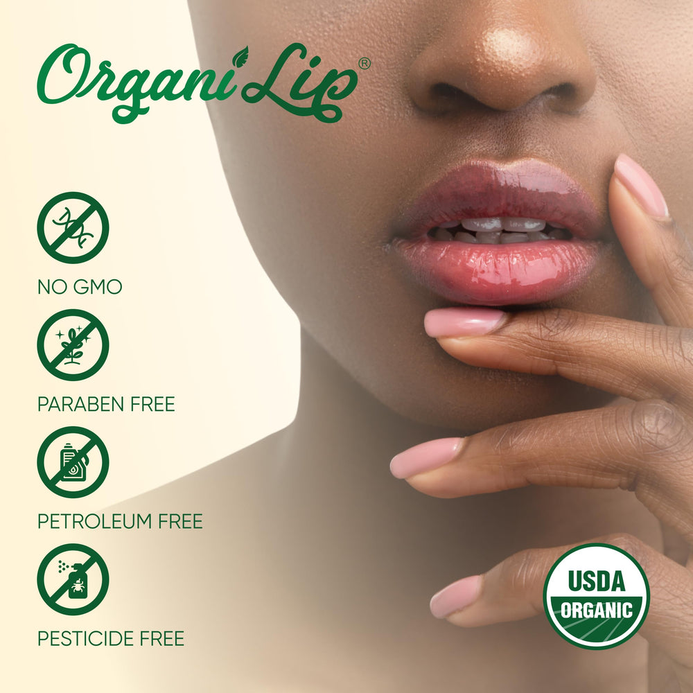 OrganiLip balm glide on lips during application for smooth hydration.