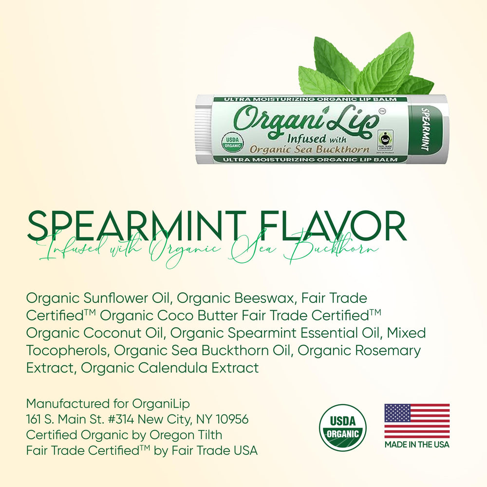 OrganiLip mint aroma on lips with lingering refreshing sensation.
