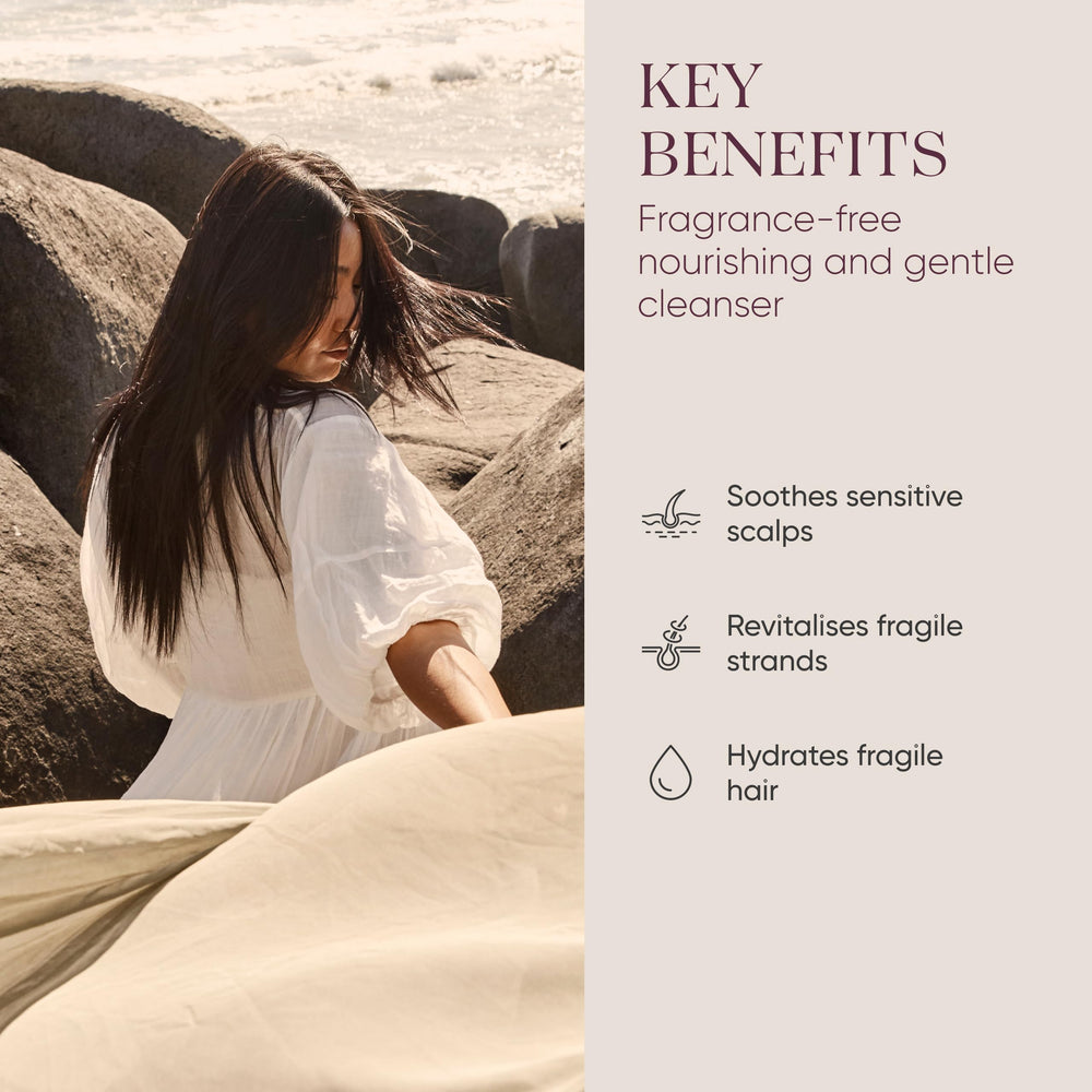 ORI LAB Calm Condition label close-up emphasizes fragrance-free nourishment for sensitive hair.