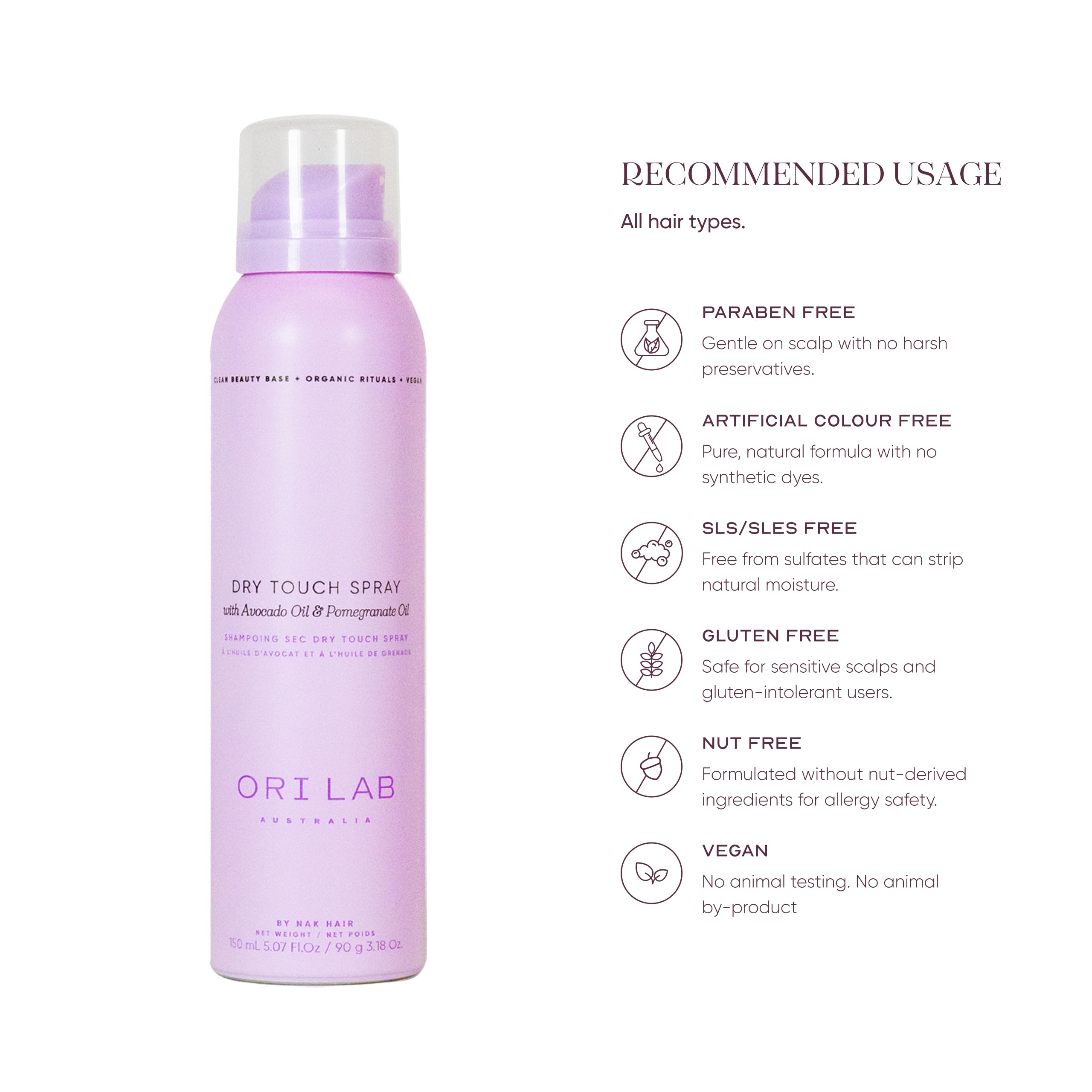 ORI LAB Dry Touch Spray texture close-up reveals a lightweight, non-sticky mist