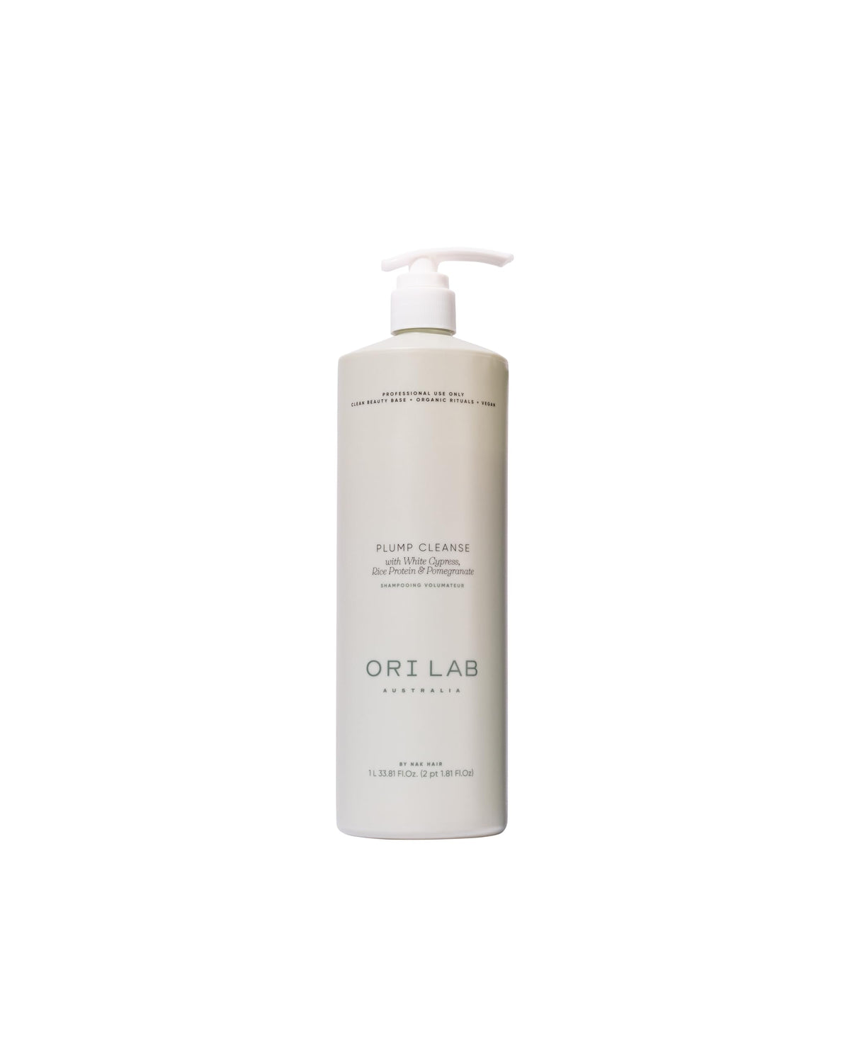 ORI LAB Plump Cleanse bottle front showing volumising formula for fuller hair