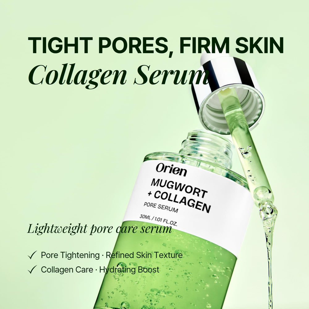 Orien Mugwort Collagen Pore Serum dispensing action highlights its lightweight texture.