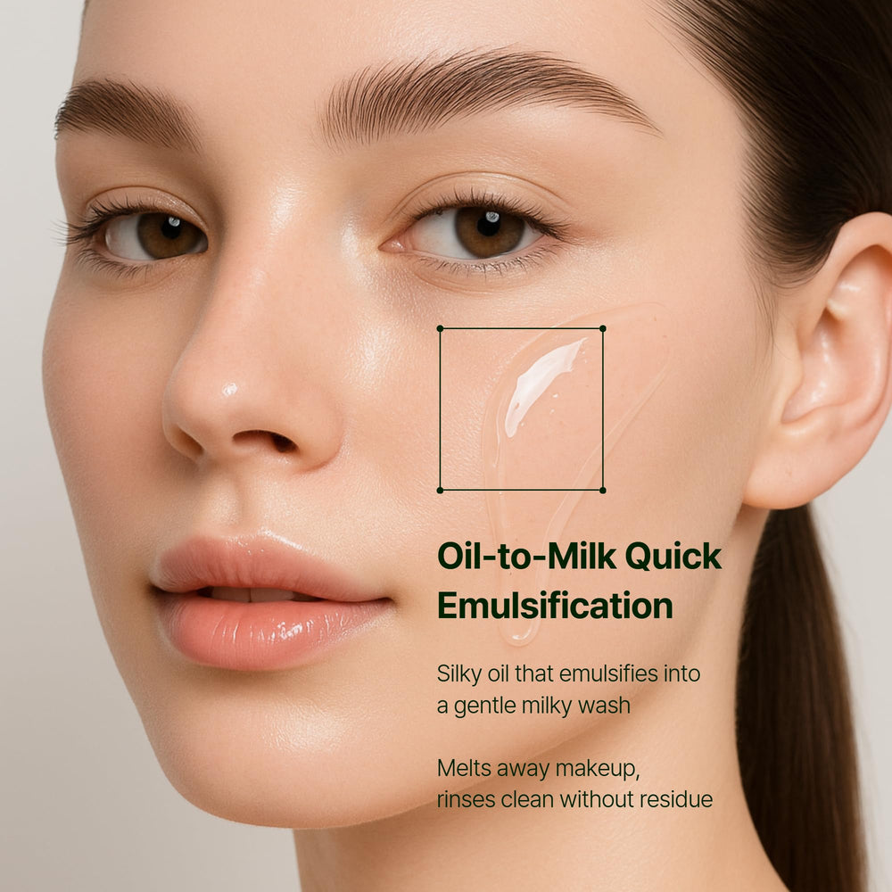 Orien Mugwort Zero Film Cleansing Oil emulsify step for clean results.