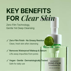 Orien Mugwort Zero Film Cleansing Oil pour action for easy rinse-off.