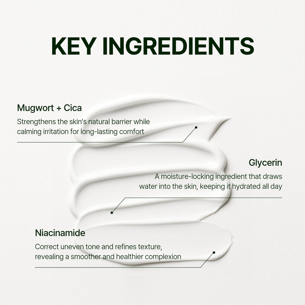 Orien Mugwort Zero Film Moisturizer being gently applied for daily skincare routine