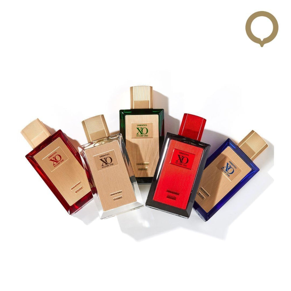 Close-up packaging detail shows premium craftsmanship of Orientica fragrance.