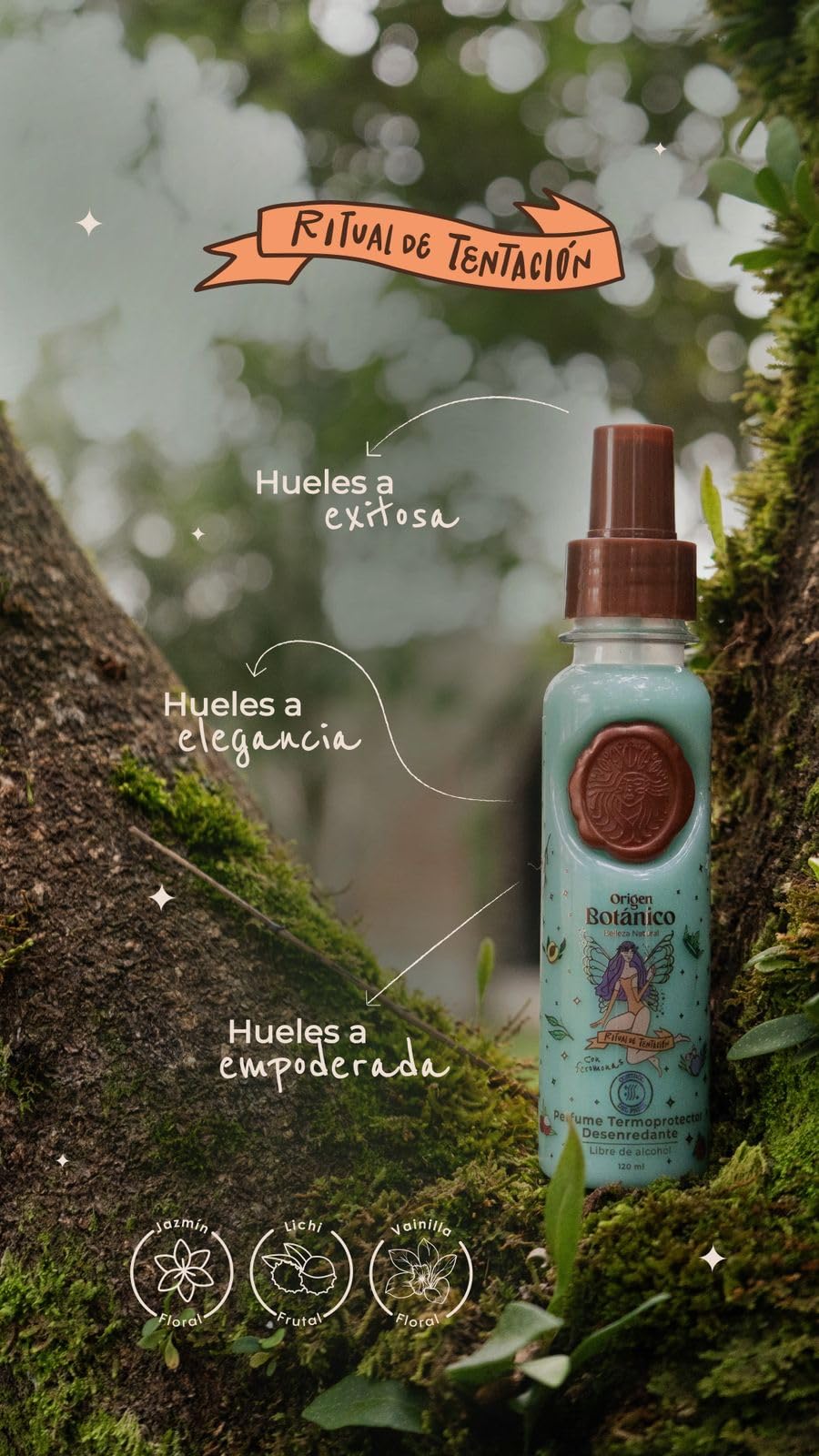 Origen Botánico anti-frizz detangler supports easy combing on wet or dry hair