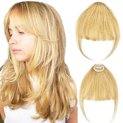 ORIGEN clip-in bangs in ash blonde real hair for natural blend.