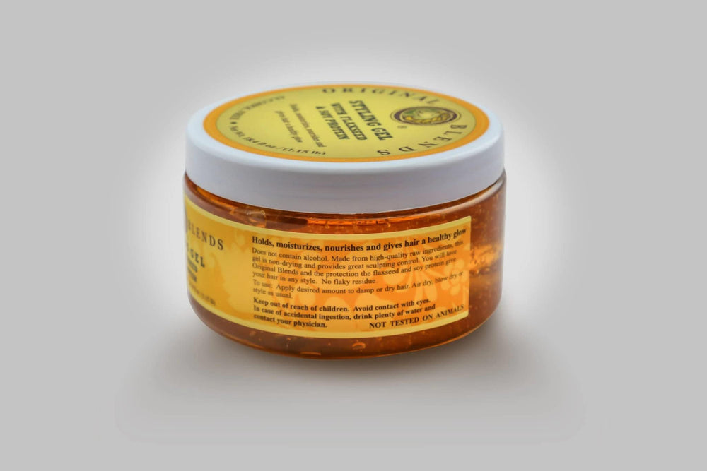 Original Blends Styling Gel on shelf, vegan and cruelty-free packaging.