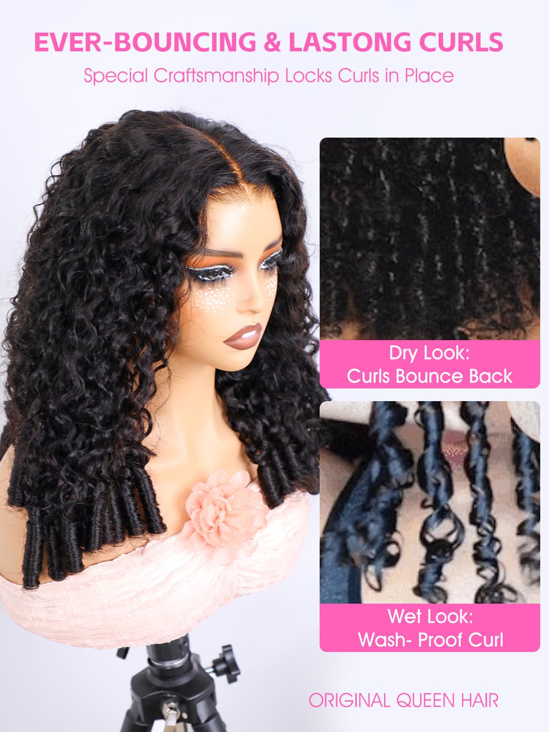Original Queen pre-cut natural hairline lace wig, easy-edge styling.