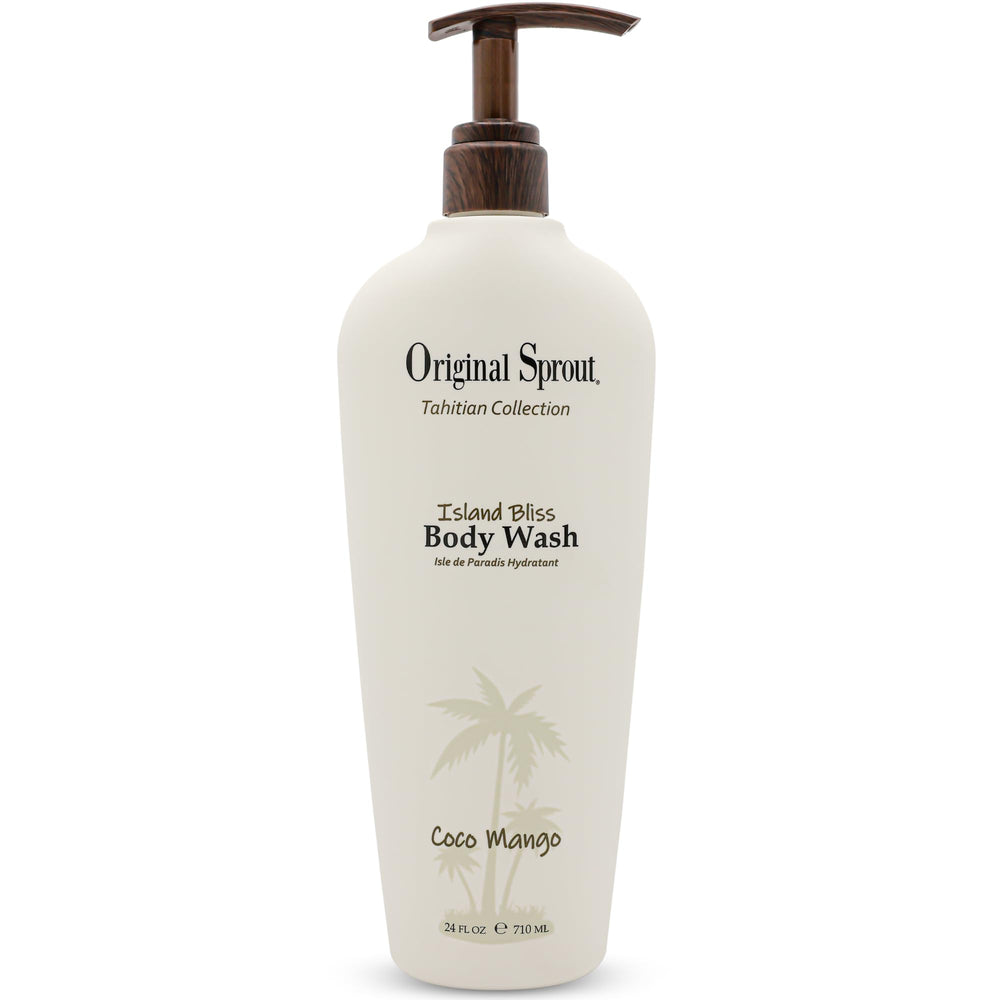 Original Sprout Island Bliss Body Wash bottle on shelf with tropical scent for daily refreshing cleanse.