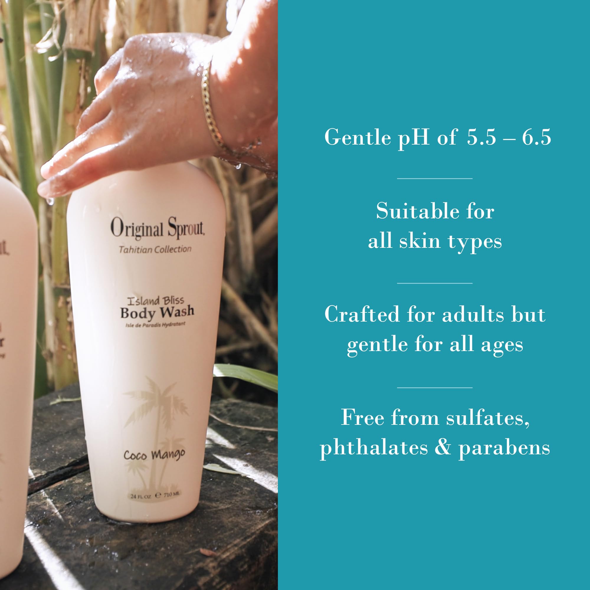Original Sprout Island Bliss Body Wash with calendula and rosemary for gentle botanical care.
