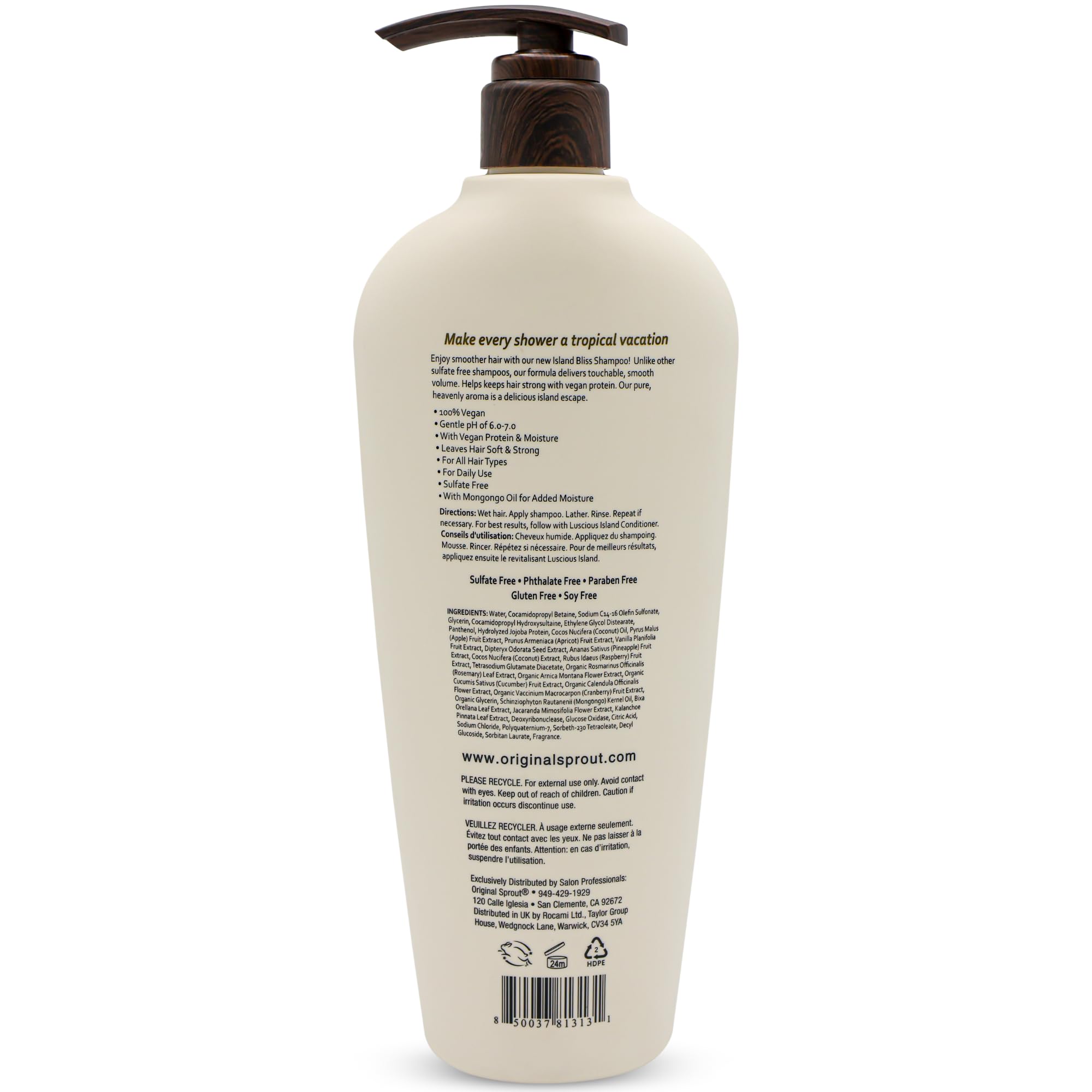Original Sprout Island Bliss Shampoo color-safe design supports color-treated hair.