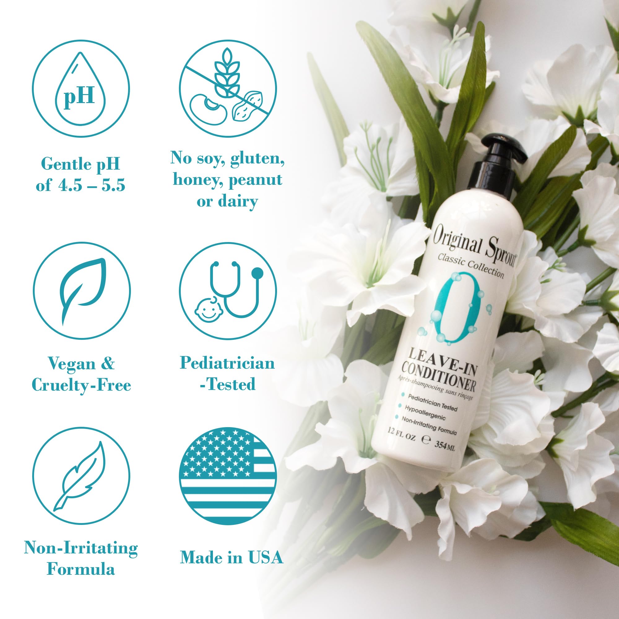 Detangling action with Original Sprout conditioner easing knots