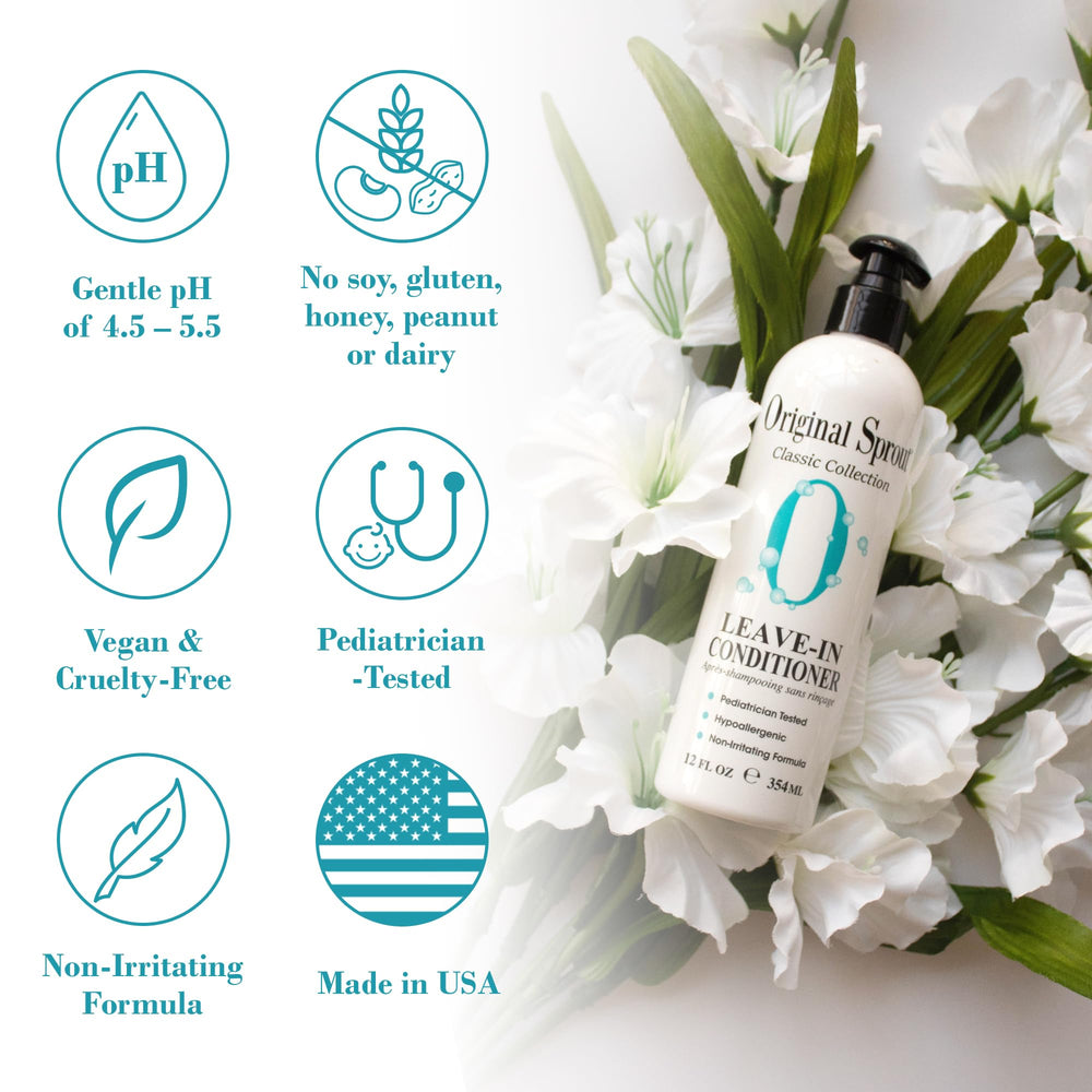 Detangling action with Original Sprout conditioner easing knots
