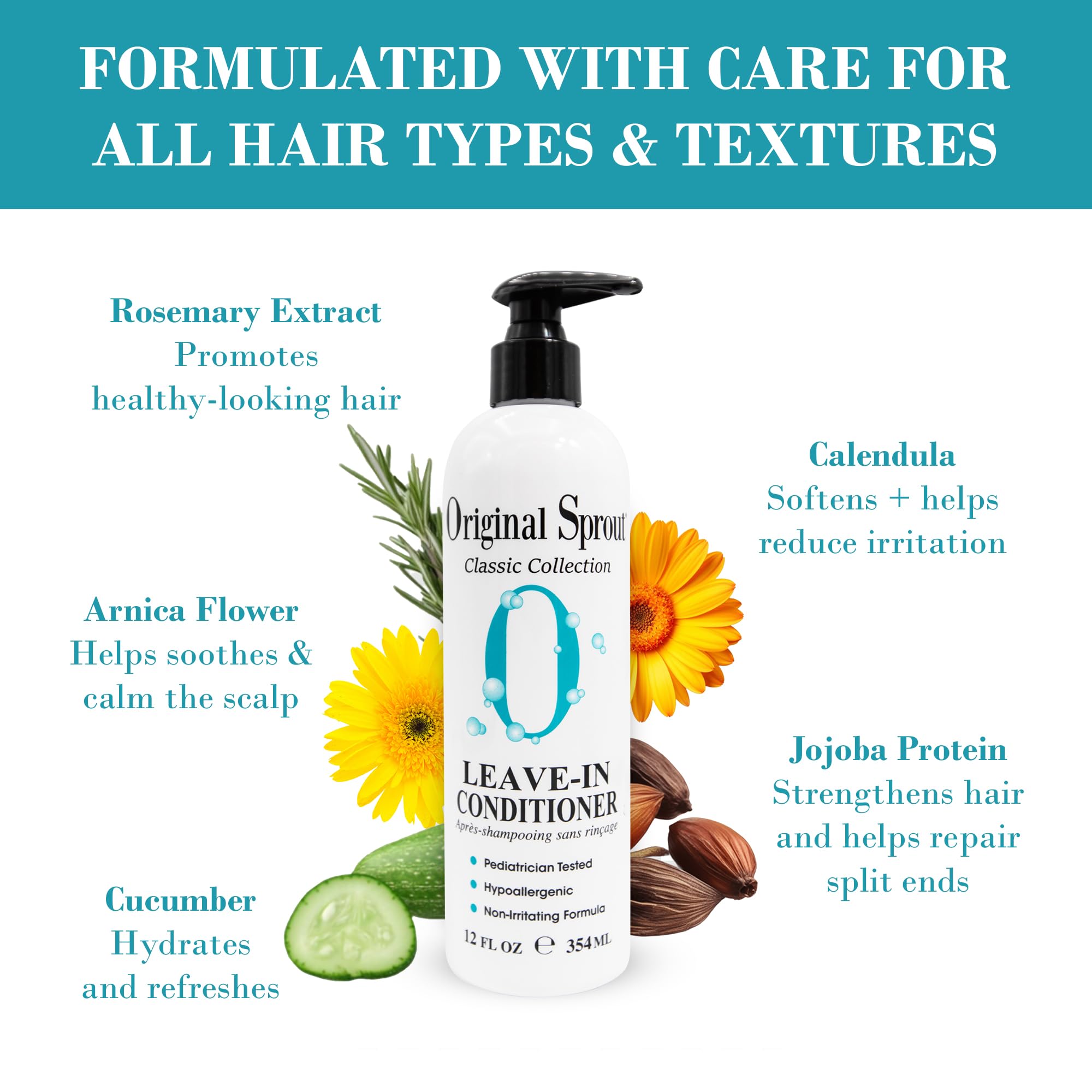 Frizz control with Original Sprout Leave-In Conditioner on unruly hair