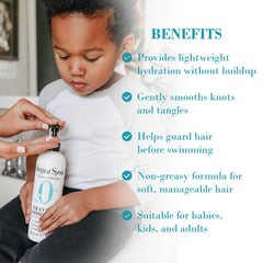 Original Sprout Leave-In Conditioner applied to hair for detangling ease