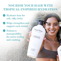 Original Sprout Luscious Island conditioner label highlights vegan, sulfate-free ingredients