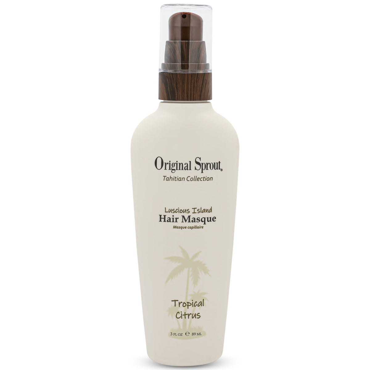 Original Sprout Luscious Island Hair Masque pump bottle for lightweight hydration and detangling.