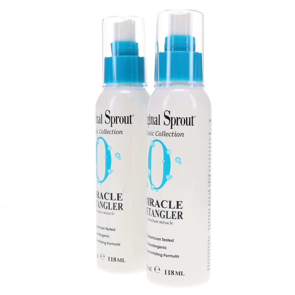Original Sprout Miracle Detangler bottle back view highlights natural ingredients.