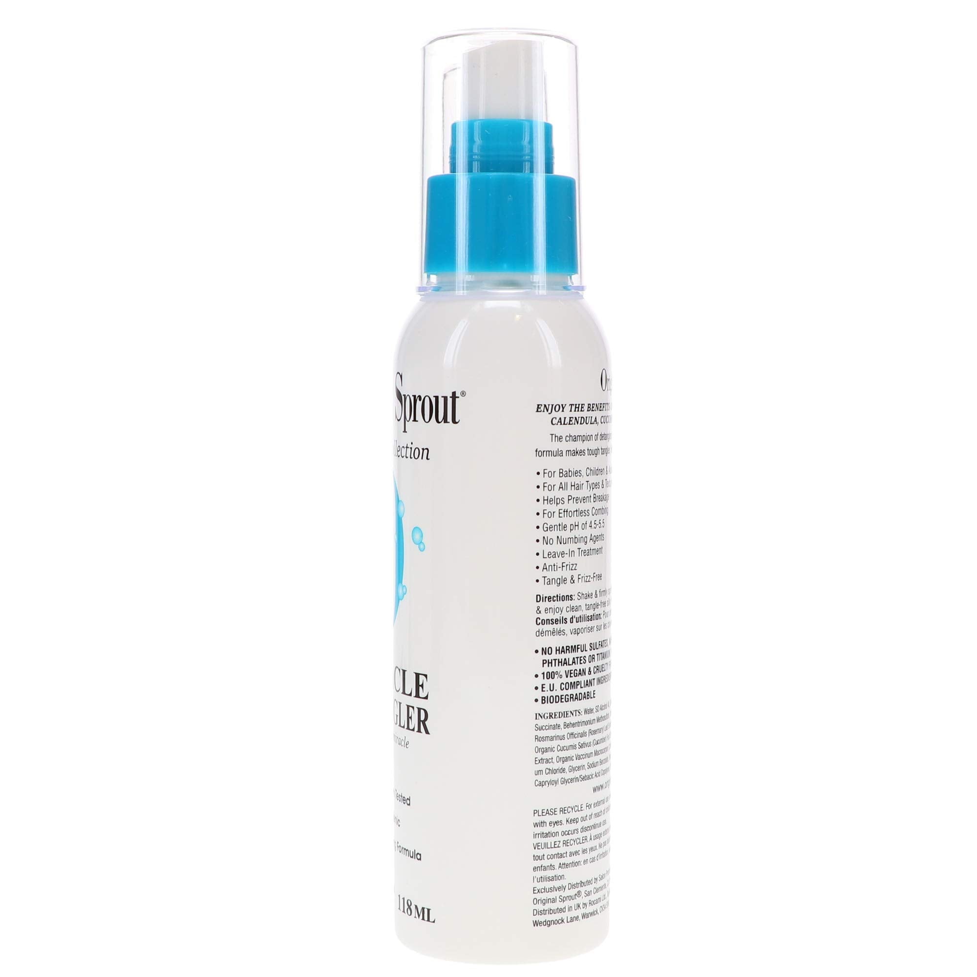 Original Sprout Miracle Detangler applying spray on damp hair for smoother detangling.