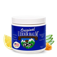 Original Udder Balm jar front view highlighting a rich, long-lasting moisture cream.
