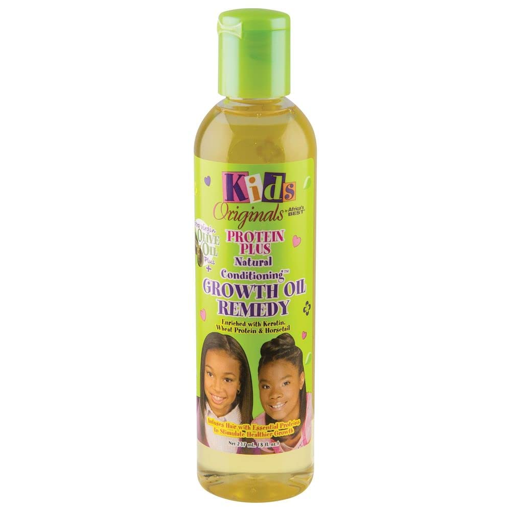Originals by Africa's Best Kids Protein Plus Growth Oil Remedy bottle boosts hair strength and shine.
