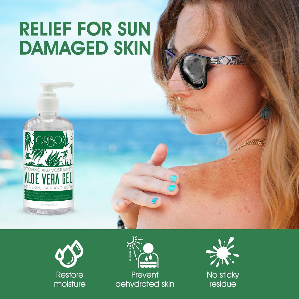 ORISO Aloe Vera Gel suitable for face, hair, and body applications
