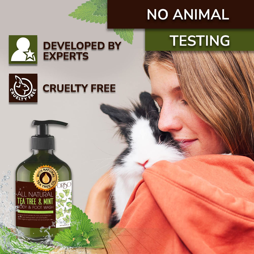 ORISO Tea Tree Wash hydrates sensitive skin for daily use.