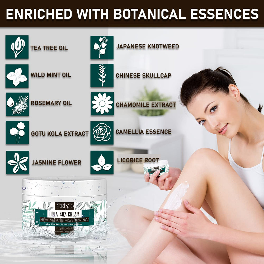 ORISO Urea Cream 40% bottle pour for easy, controlled application.