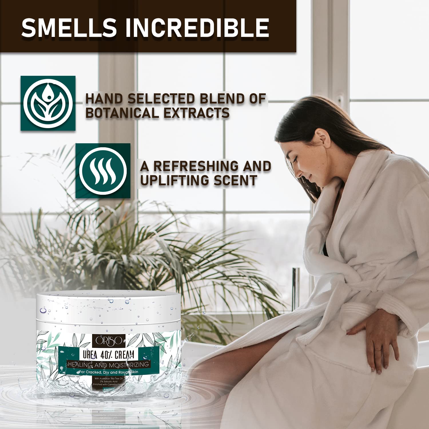 ORISO Urea Cream 40% dermal hydration with botanical blend for skin care.