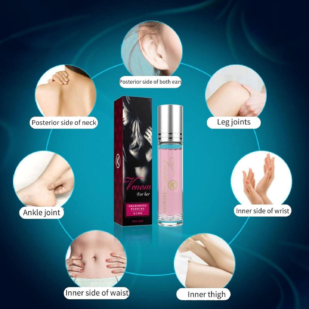 Orlador pheromone perfume bottle close-up—elegant design with floral-oriental notes.