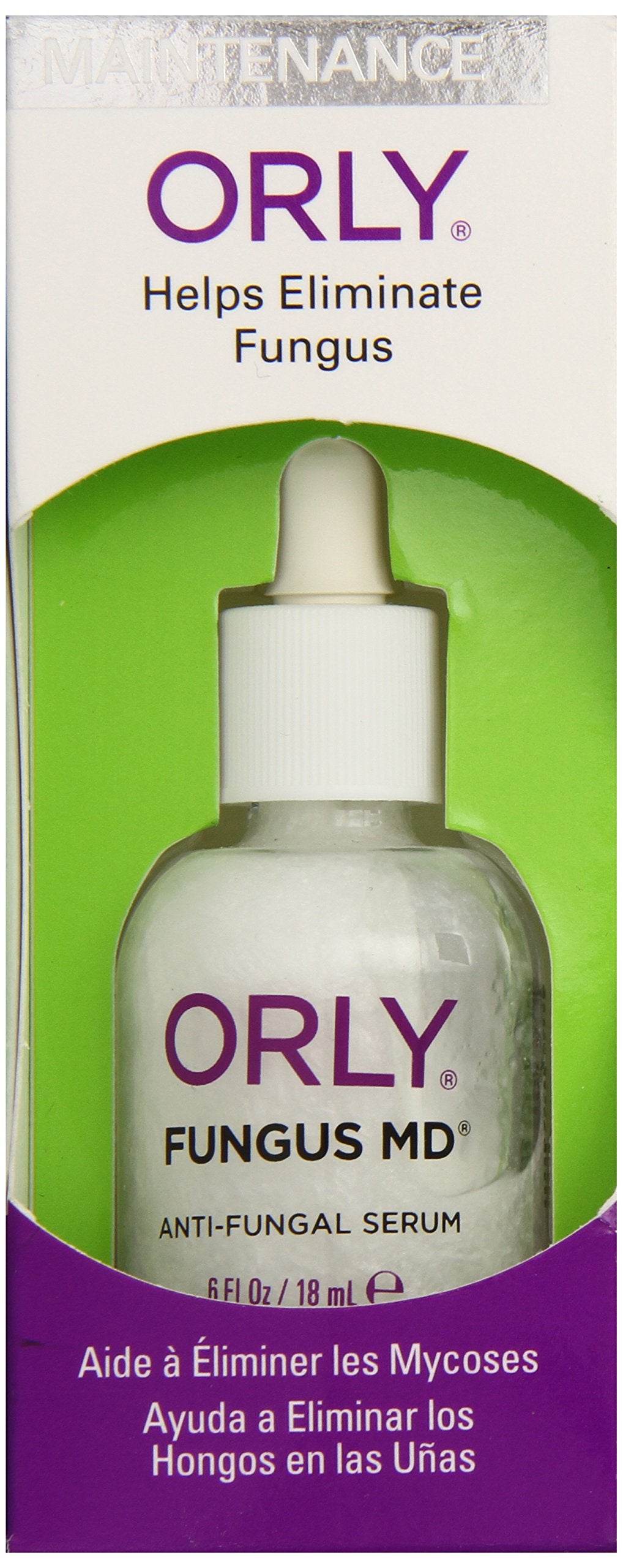Orly Fungus MD 0.6oz bottle shown with sleek salon-inspired packaging for home use.