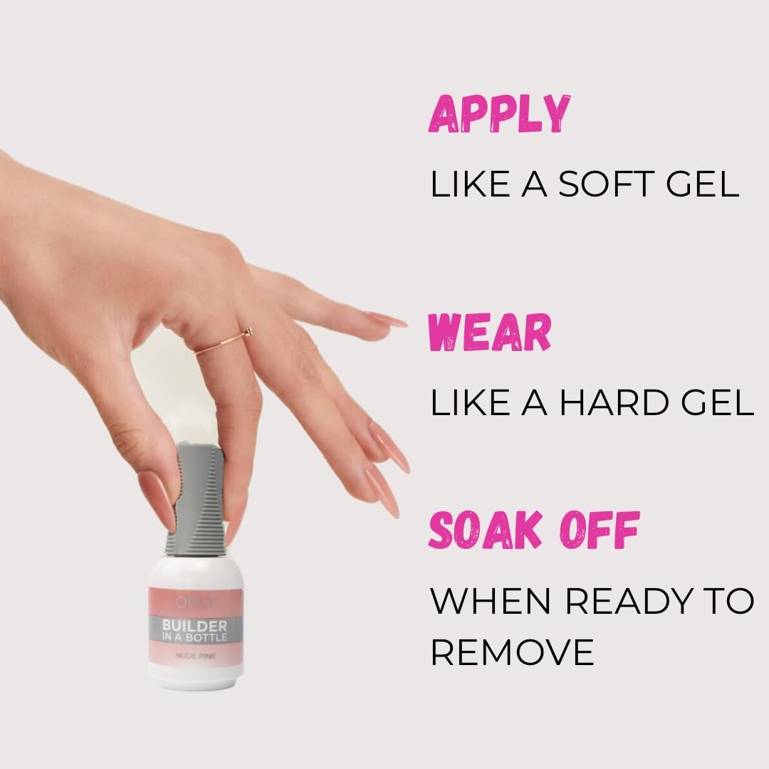 Orly GELFX Nude Pink self-leveling finish on a natural nail