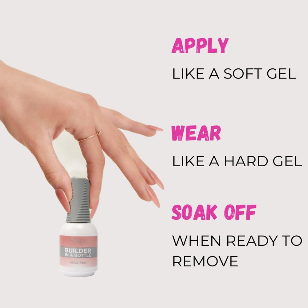 Orly GELFX Nude Pink self-leveling finish on a natural nail