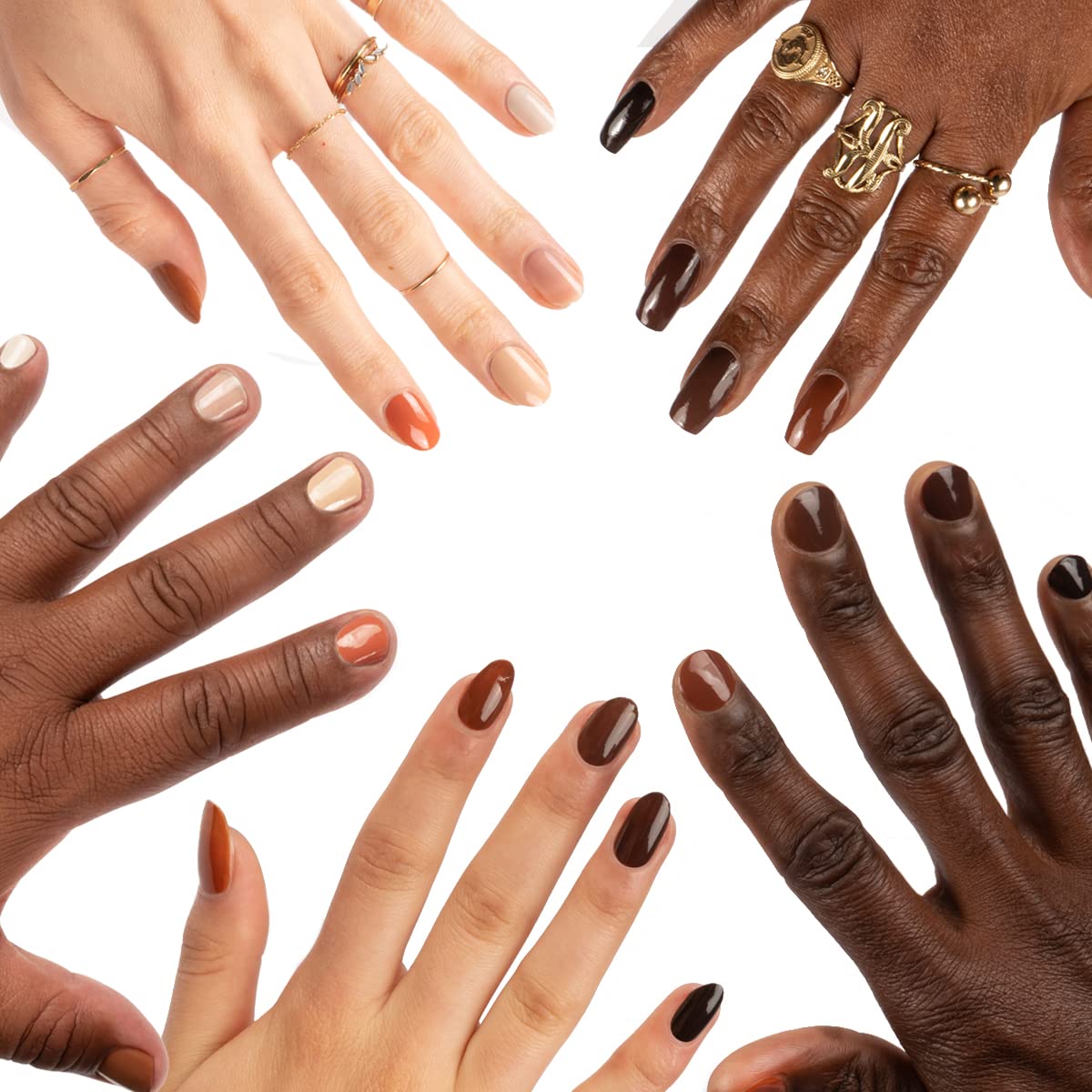 Orly Sunkissed nails on hand reveal a versatile soft terracotta shade.
