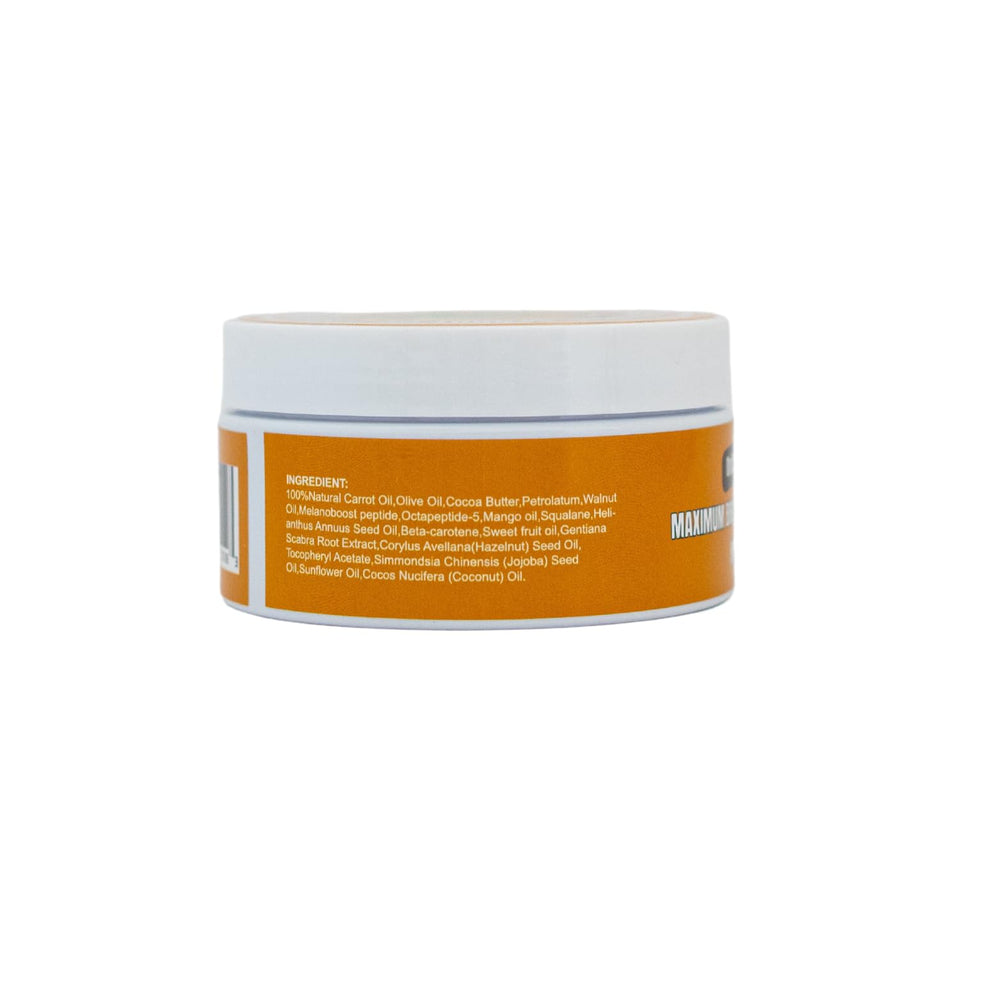 OroCarrot brand packaging on shelf communicates premium, natural tanning option.