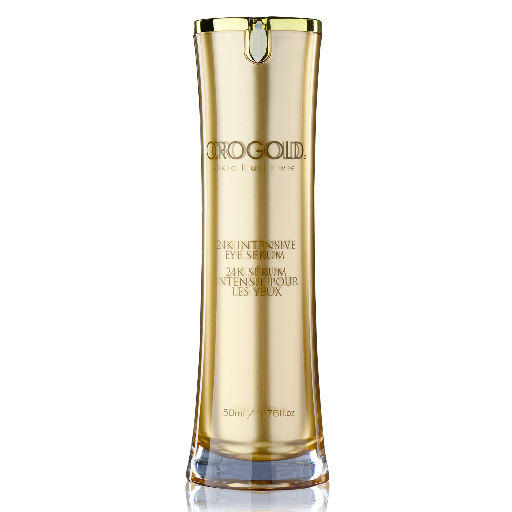 Post-application glow around the eye area after using Orogold serum.