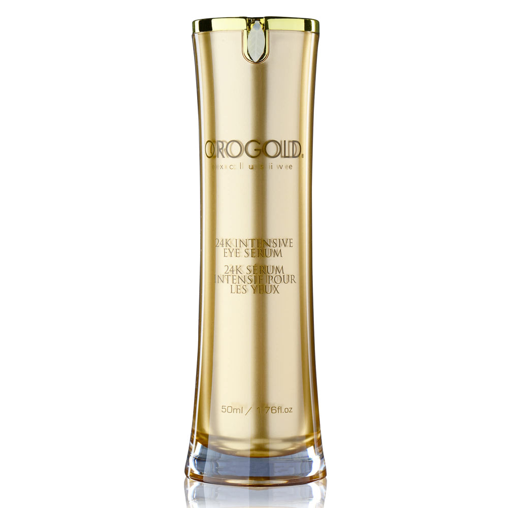 Post-application glow around the eye area after using Orogold serum.
