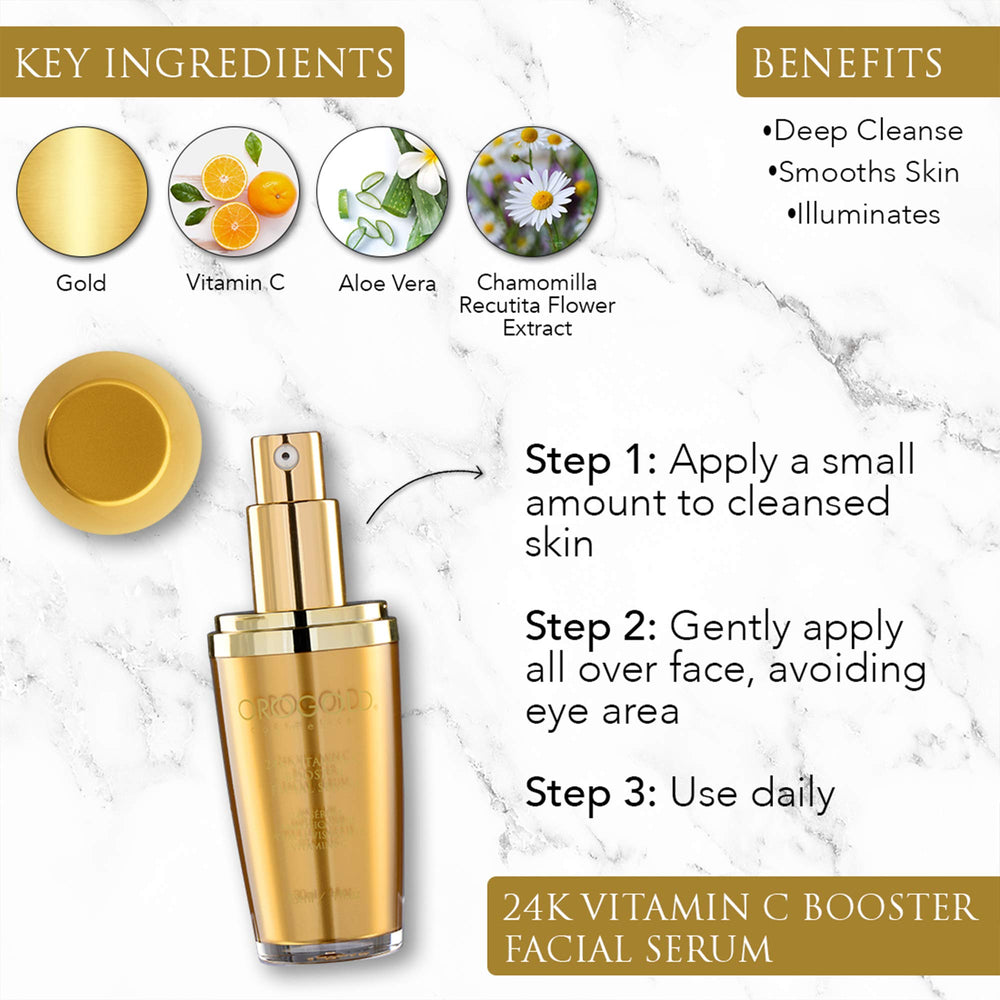 Orogold 24K Vitamin C Serum luxury packaging and jar