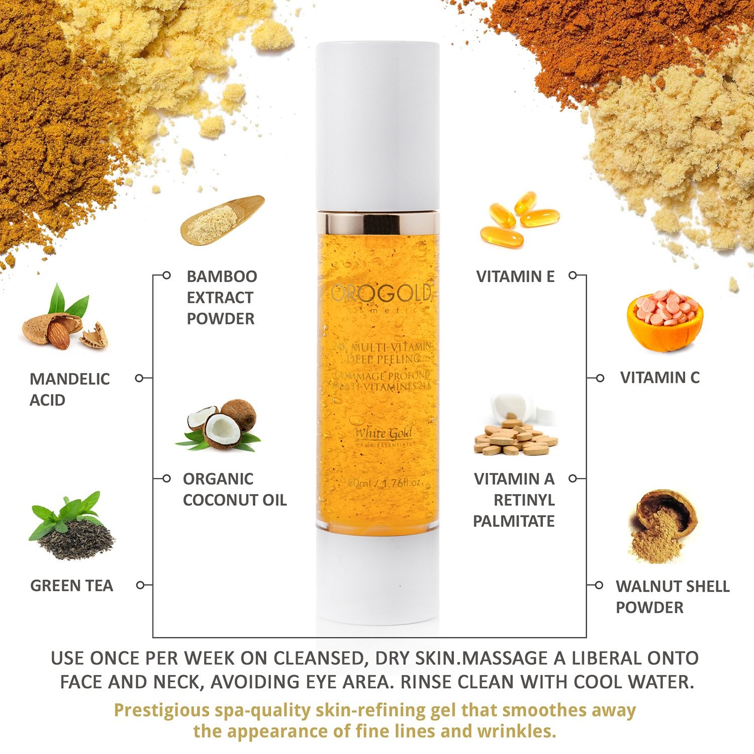 OROGOLD gold-infused formula swatch highlighting luxurious glow