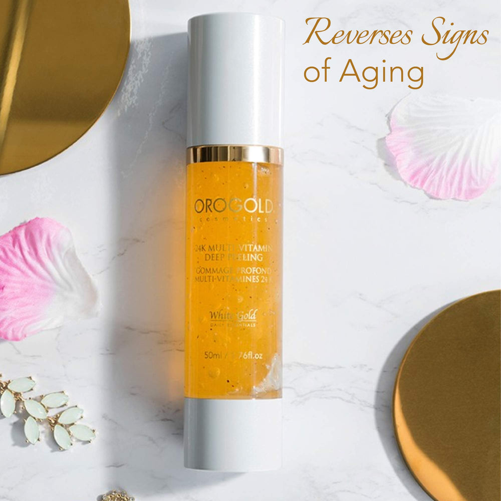 OROGOLD premium formula jar and spoon emphasize luxe texture