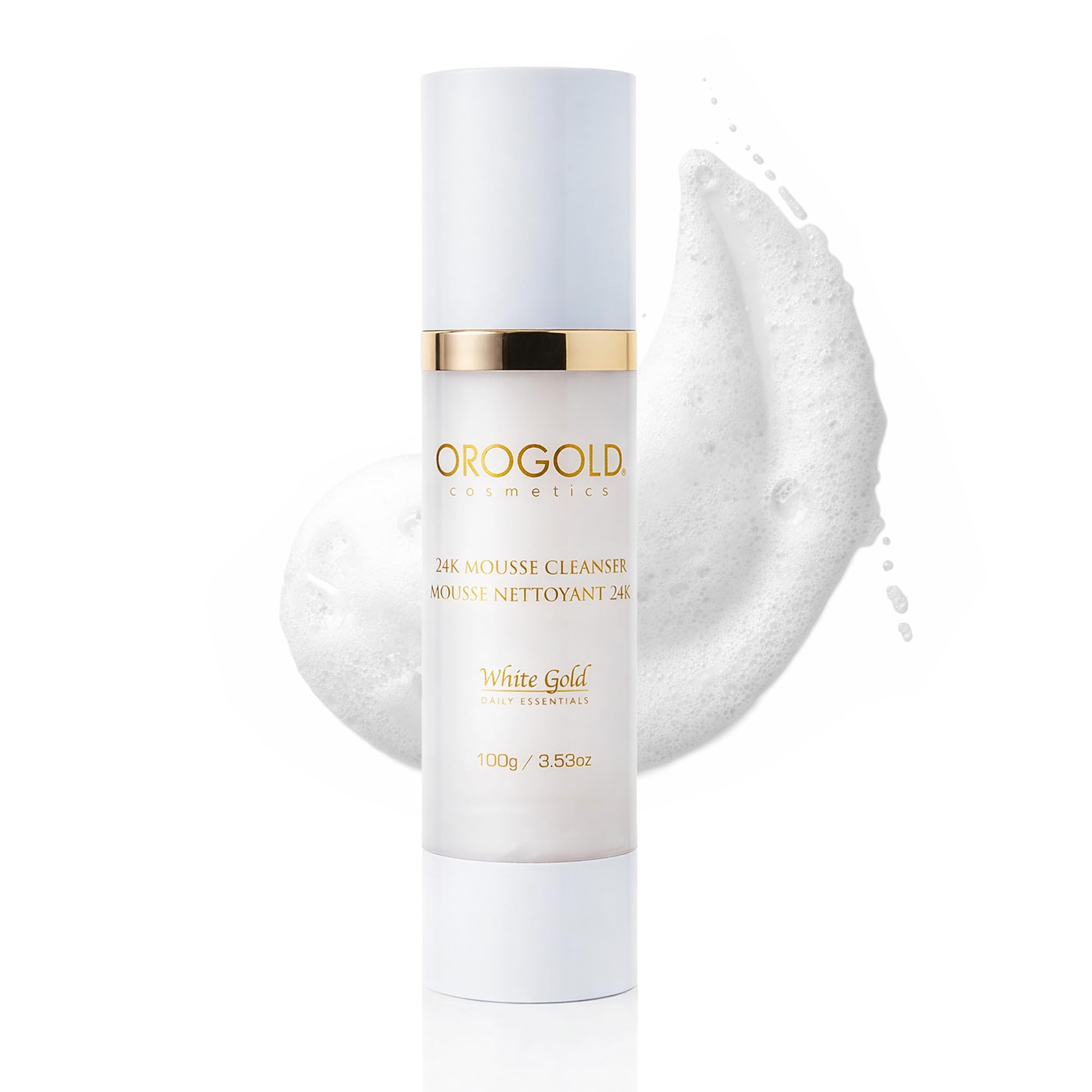 OROGOLD White Gold 24K cleanser bottle for gentle daily cleansing.