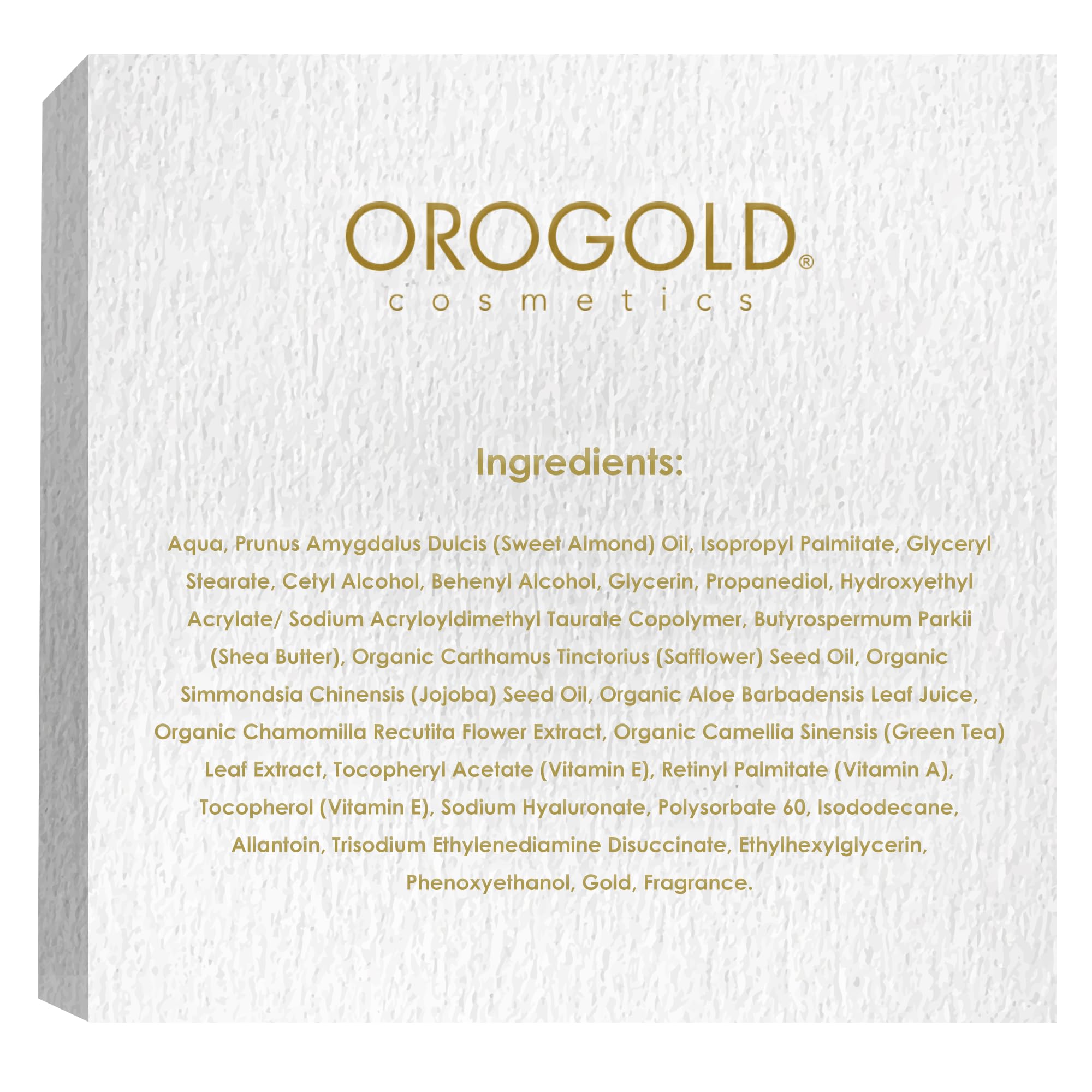Application shot of Orogold overnight cream smoothing onto skin.