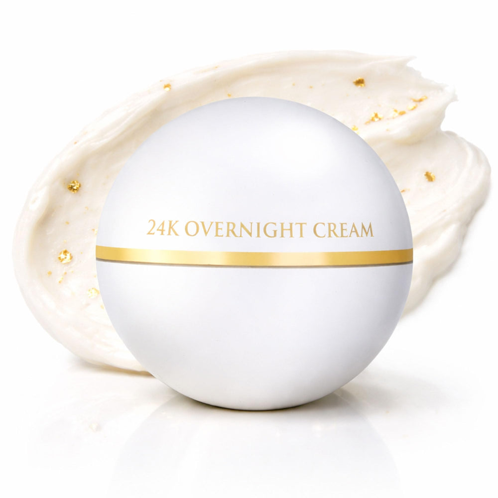 Orogold White Gold 24K Overnight Cream jar delivering rich hydration.