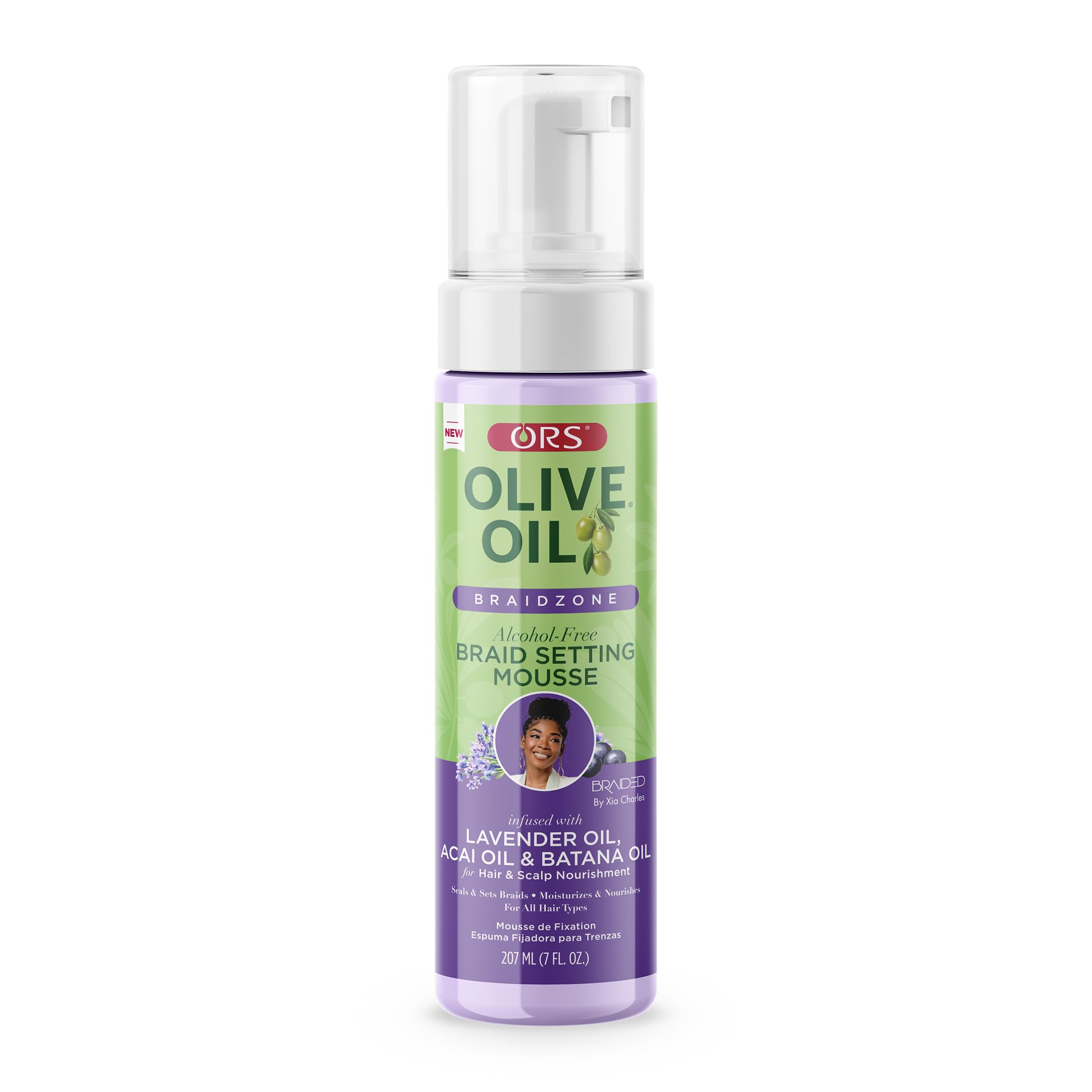 ORS Braidzone Mousse packaging showing lavender formula for nourished, smooth braids