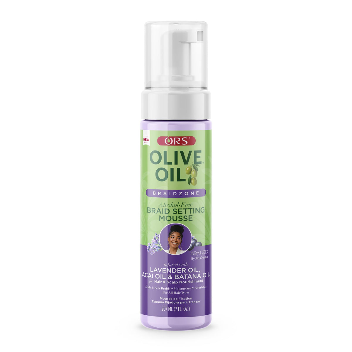 ORS Braidzone Mousse packaging showing lavender formula for nourished, smooth braids
