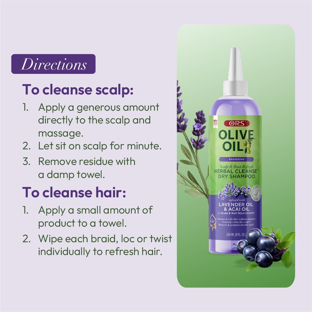 ORS Braidzone dry shampoo on-the-go use keeps scalp feeling fresh.